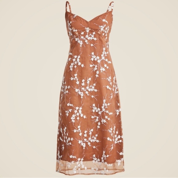 J Crew Collection Embroidered 90’s Core Strappy Slip Dress Midi Size 4 - Picture 2 of 9